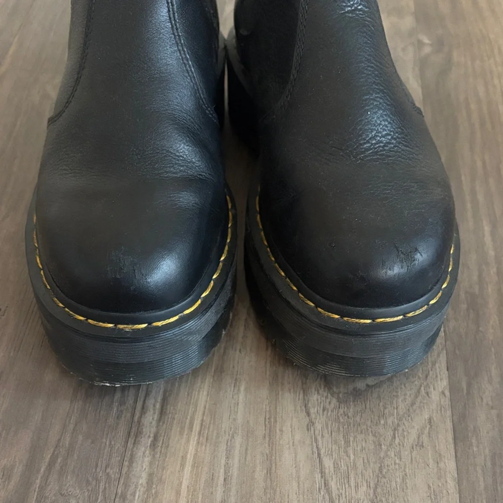 Dr. Martens Black Leather Boots with Fur Trim - Picture 5 of 7